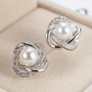 DetailsaboutFashion925SilverStudEarringsWomenWhitePearlWeddingEarringsGift1